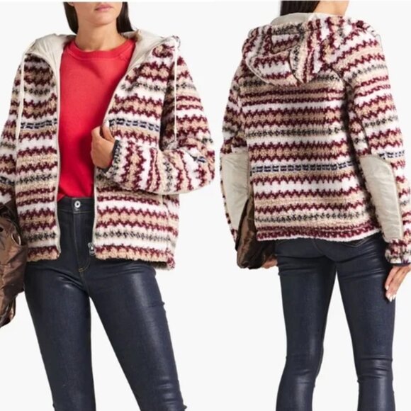 🔥 Rag & Bone Fair Isle High Pile Sherpa Hoodie Jacket Coat Multi Size XS - Picture 1 of 7